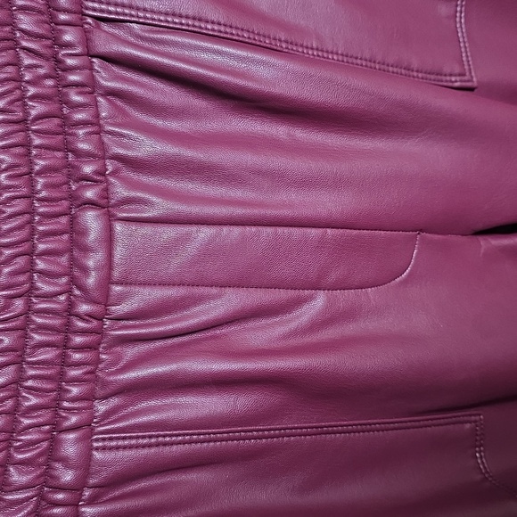 Express Burgandy Faux Leather Joggers, Size M - Picture 5 of 11